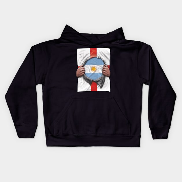 Argentina Flag English Flag Ripped Open - Gift for Argentinian From Argentina Kids Hoodie by Country Flags